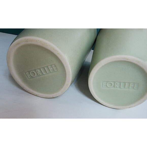 2 Forlife Green Ceramic Drinking Glasses Cups Sage Seafoam Stoneware Feel Look - Picture 6 of 6